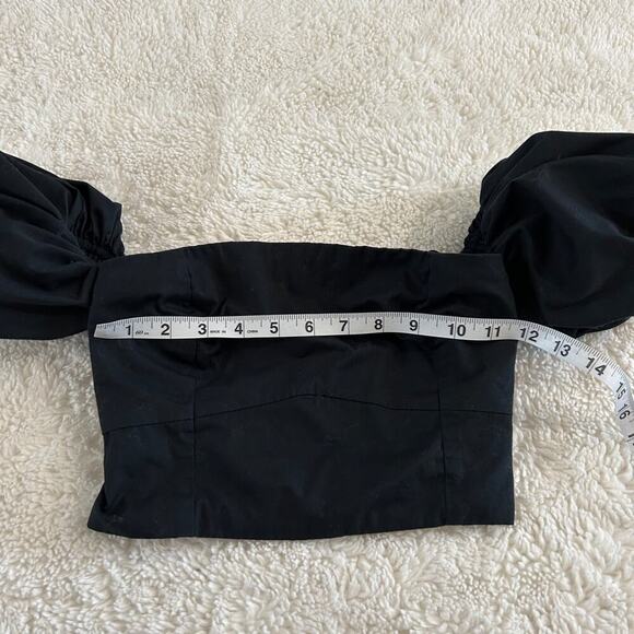 Abercrombie & Fitch Top Womens Black Puff Sleeve Smocked Crop Size XS - Picture 2 of 6